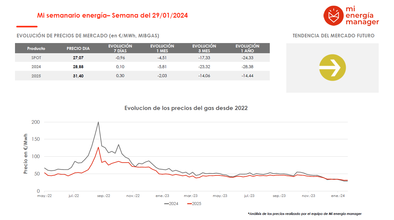 Evolución de los precios del gas
